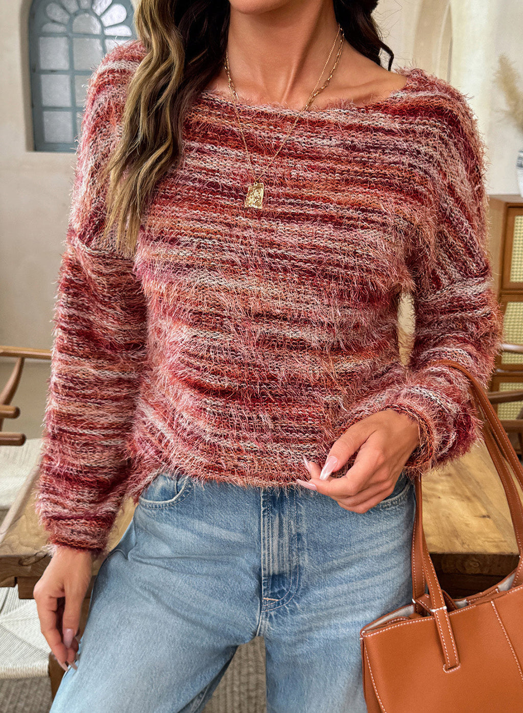 Women Fall Casual Minimalist Sweater For Everyday Wear,Knitted Sweater