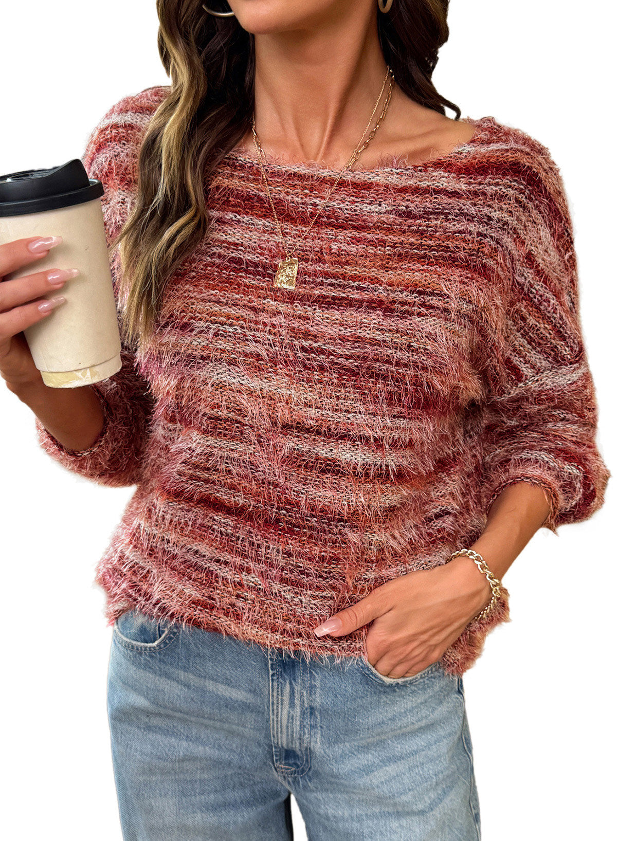 Women Fall Casual Minimalist Sweater For Everyday Wear,Knitted Sweater