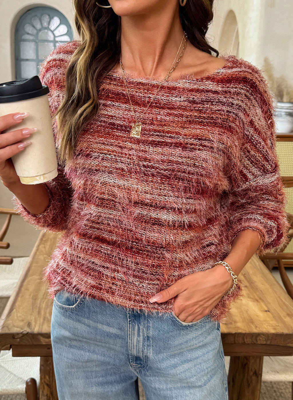 Women Fall Casual Minimalist Sweater For Everyday Wear,Knitted Sweater