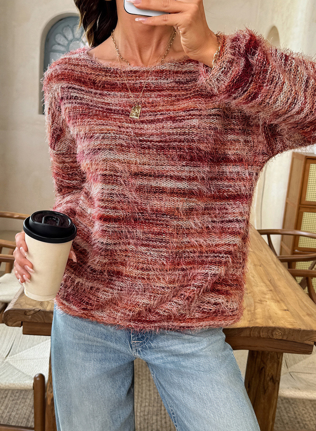 Women Fall Casual Minimalist Sweater For Everyday Wear,Knitted Sweater