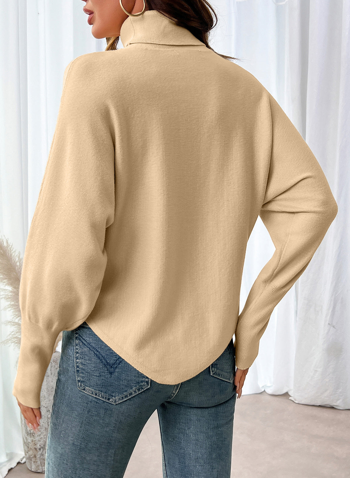 Dokotoo Sweaters for Women Oversized Turtleneck Floral Pullover Sweater