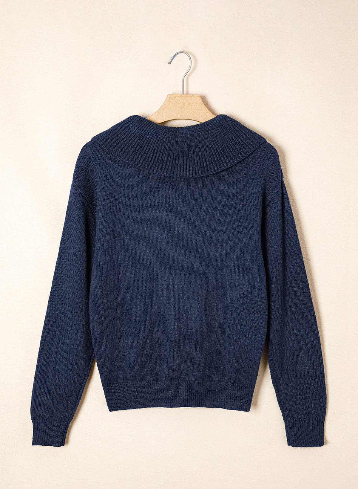 Asymmetrical Lapel Collar Pullover Sweater Tops