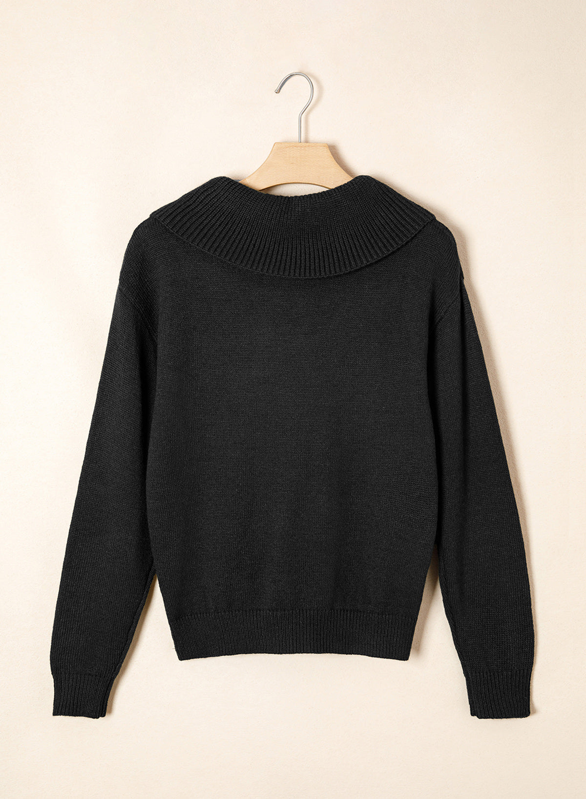 Asymmetrical Lapel Collar Pullover Sweater Tops
