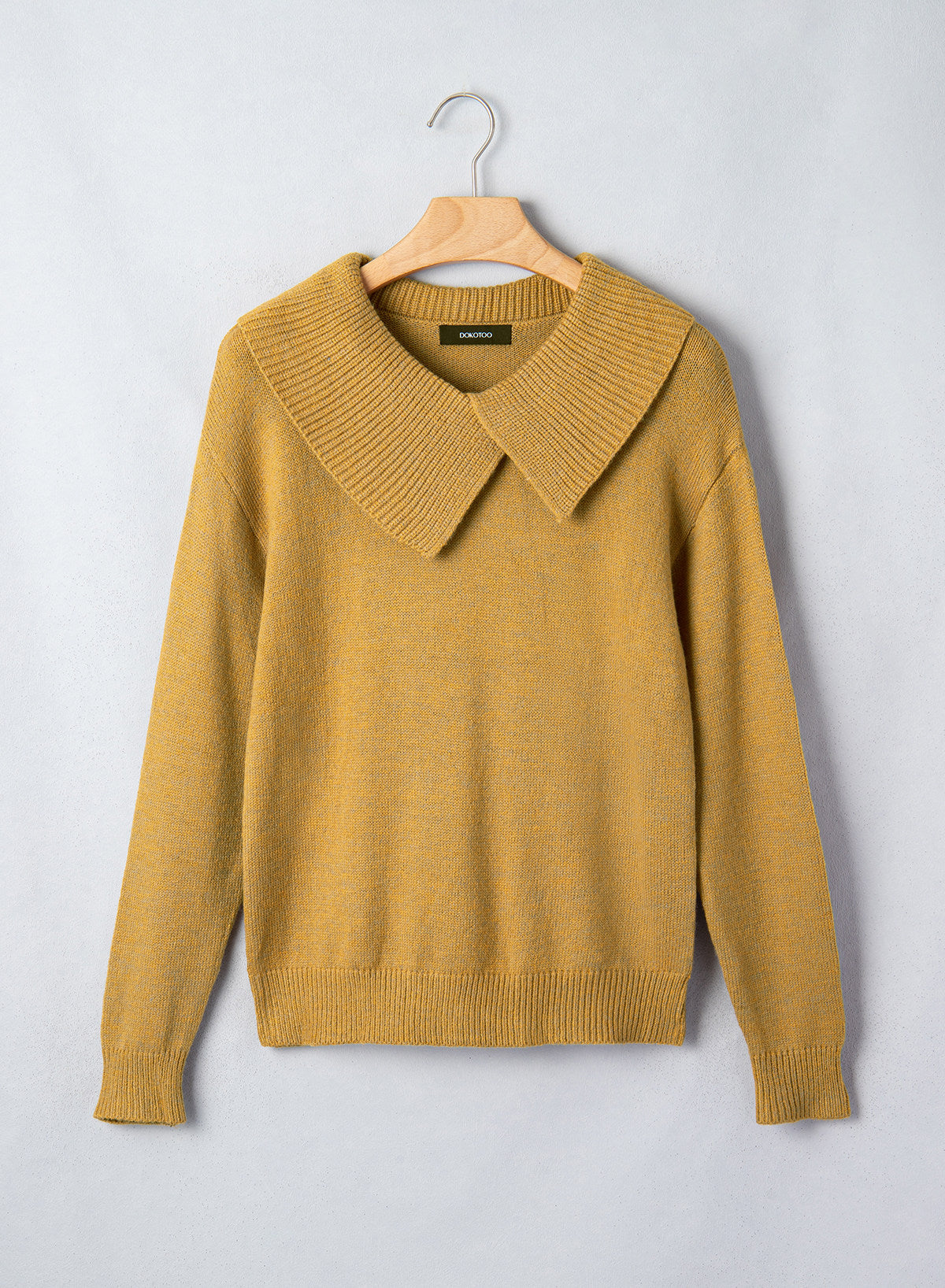 Asymmetrical Lapel Collar Pullover Sweater Tops