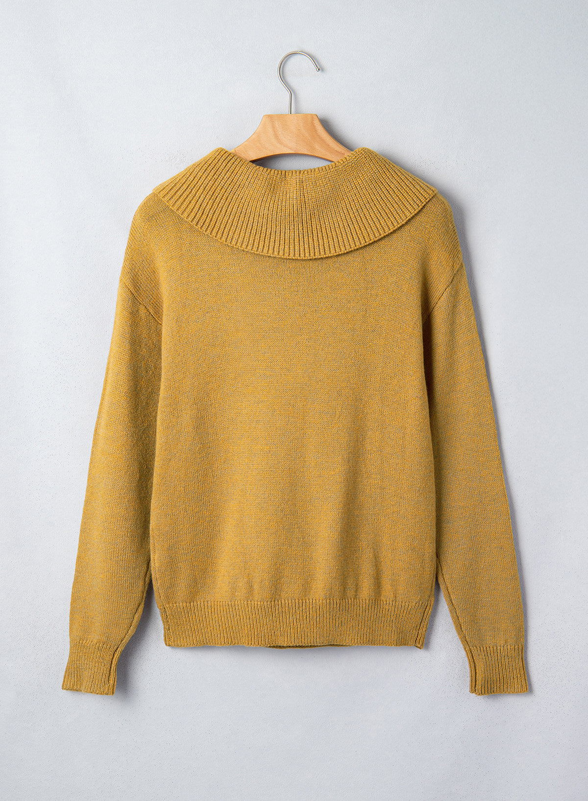 Asymmetrical Lapel Collar Pullover Sweater Tops