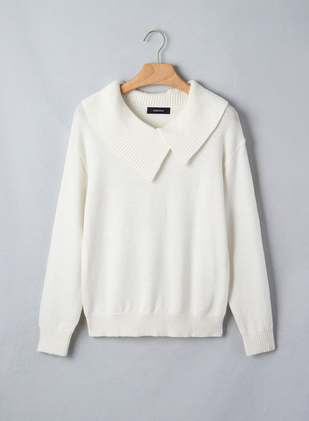 Asymmetrical Lapel Collar Pullover Sweater Tops