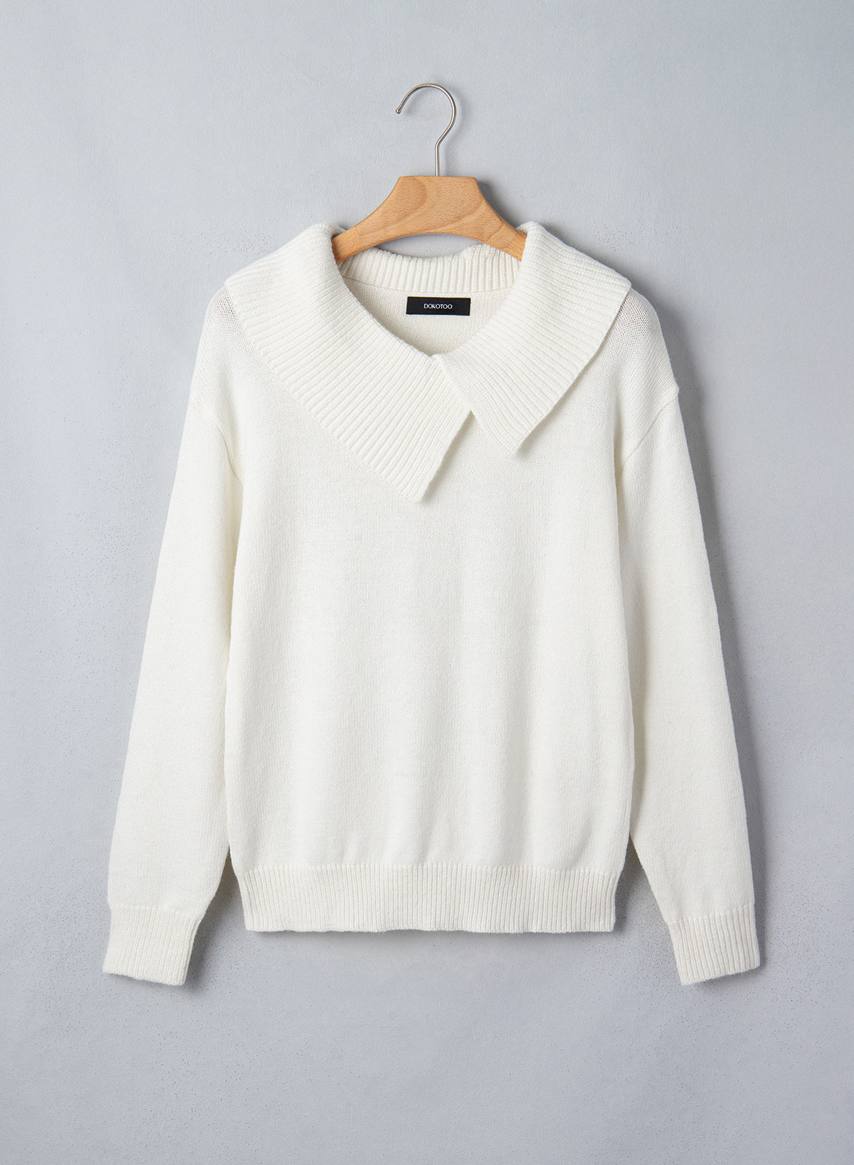 Asymmetrical Lapel Collar Pullover Sweater Tops