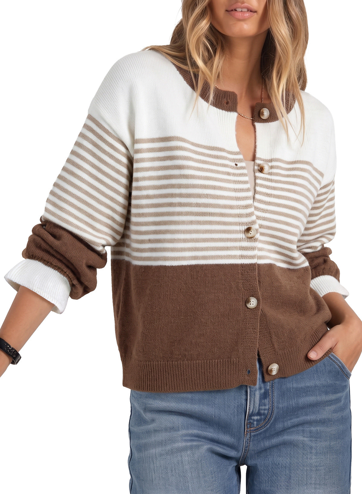 Dokotoo Cardigan Sweaters for Women Balloon Sleeve Buttons Cropped Cardigan