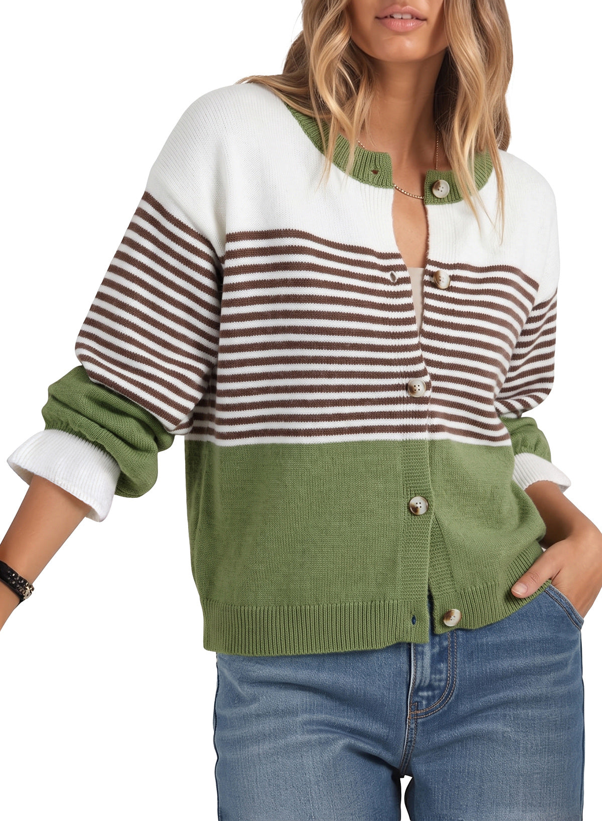 Dokotoo Cardigan Sweaters for Women Balloon Sleeve Buttons Cropped Cardigan