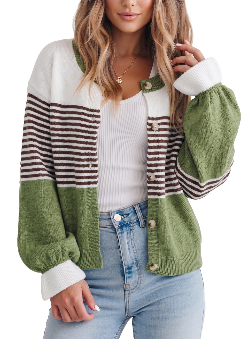 Dokotoo Cardigan Sweaters for Women Balloon Sleeve Buttons Cropped Cardigan