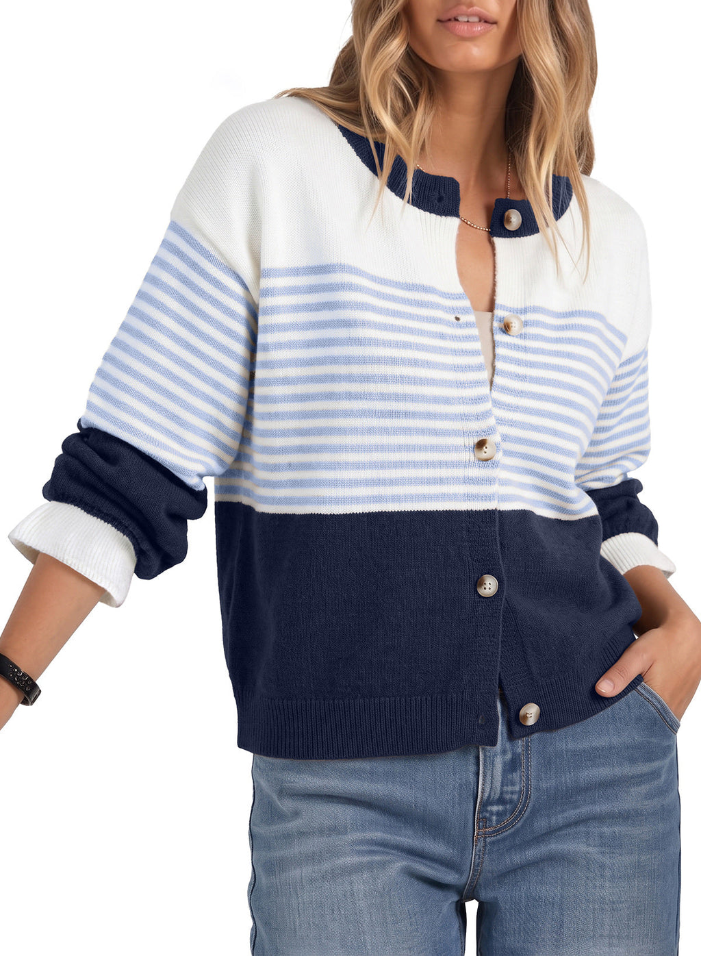 Dokotoo Cardigan Sweaters for Women Balloon Sleeve Buttons Cropped Cardigan
