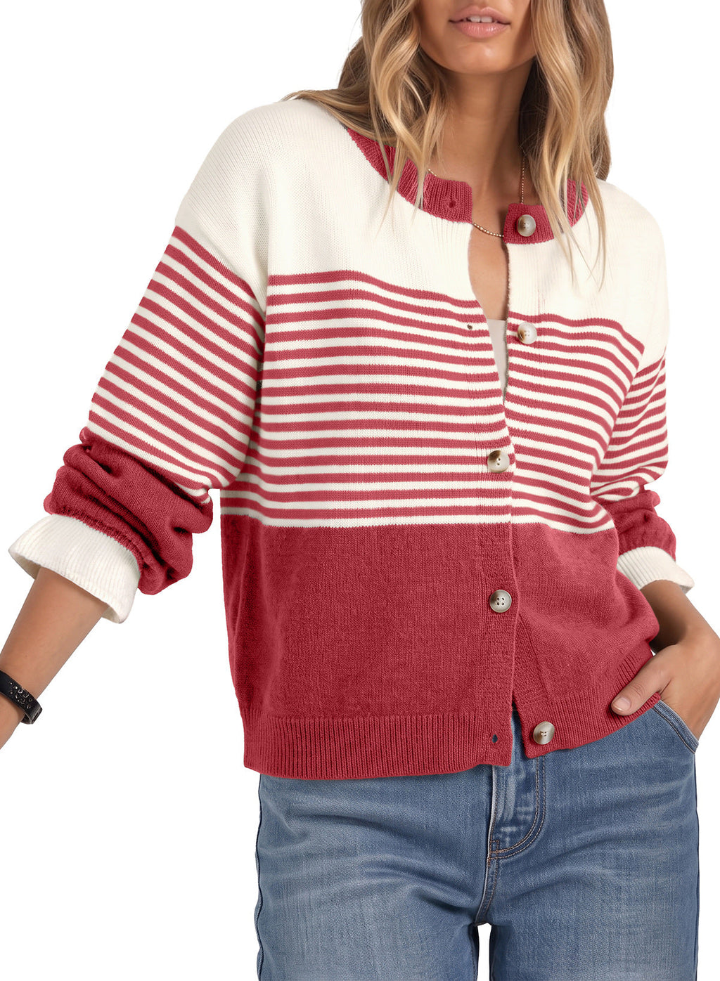 Dokotoo Cardigan Sweaters for Women Balloon Sleeve Buttons Cropped Cardigan