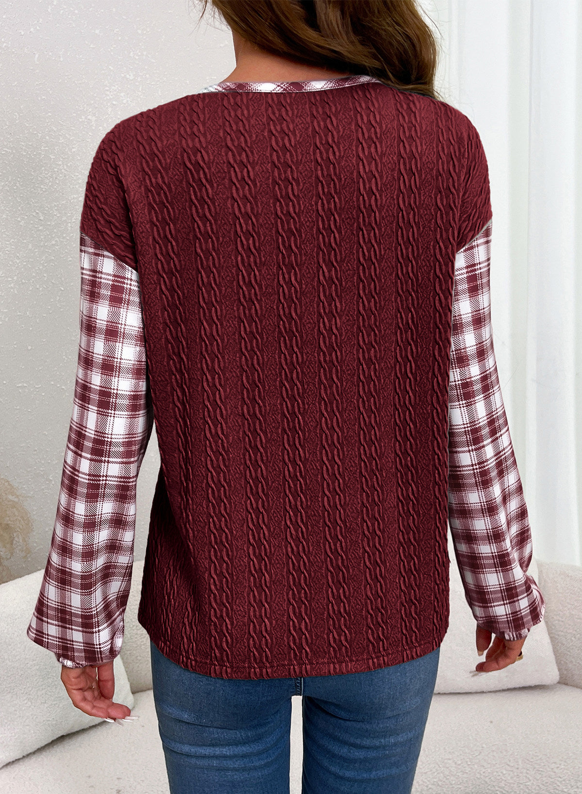 Dokotoo Long Sleeve Button Shirts for Women Trendy Loose Plaid Tunic Tops