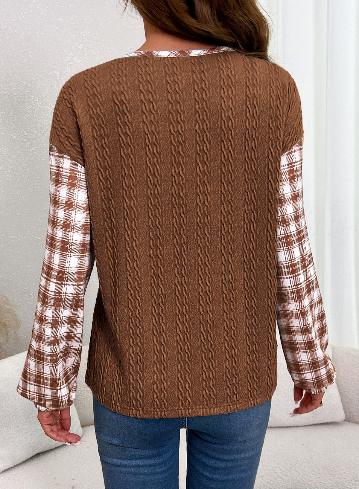 Dokotoo Long Sleeve Button Shirts for Women Trendy Loose Plaid Tunic Tops