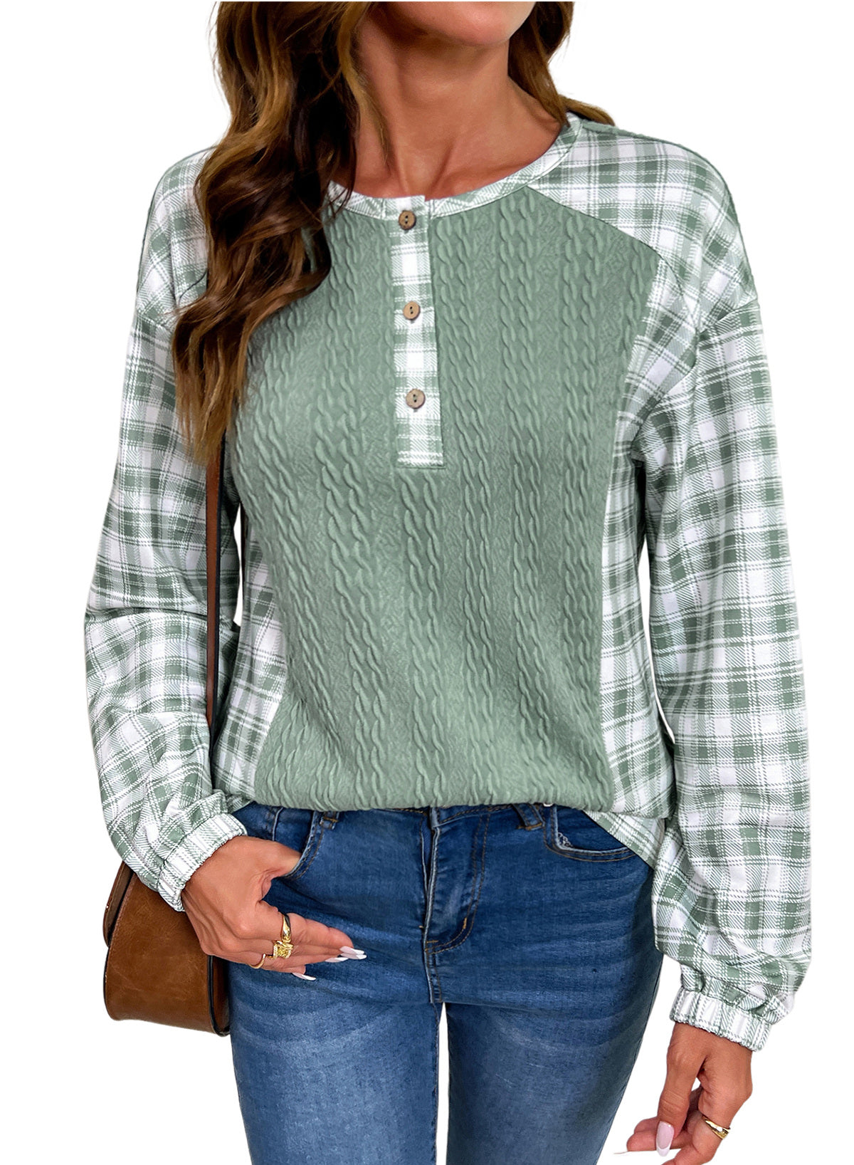 Dokotoo Long Sleeve Button Shirts for Women Trendy Loose Plaid Tunic Tops