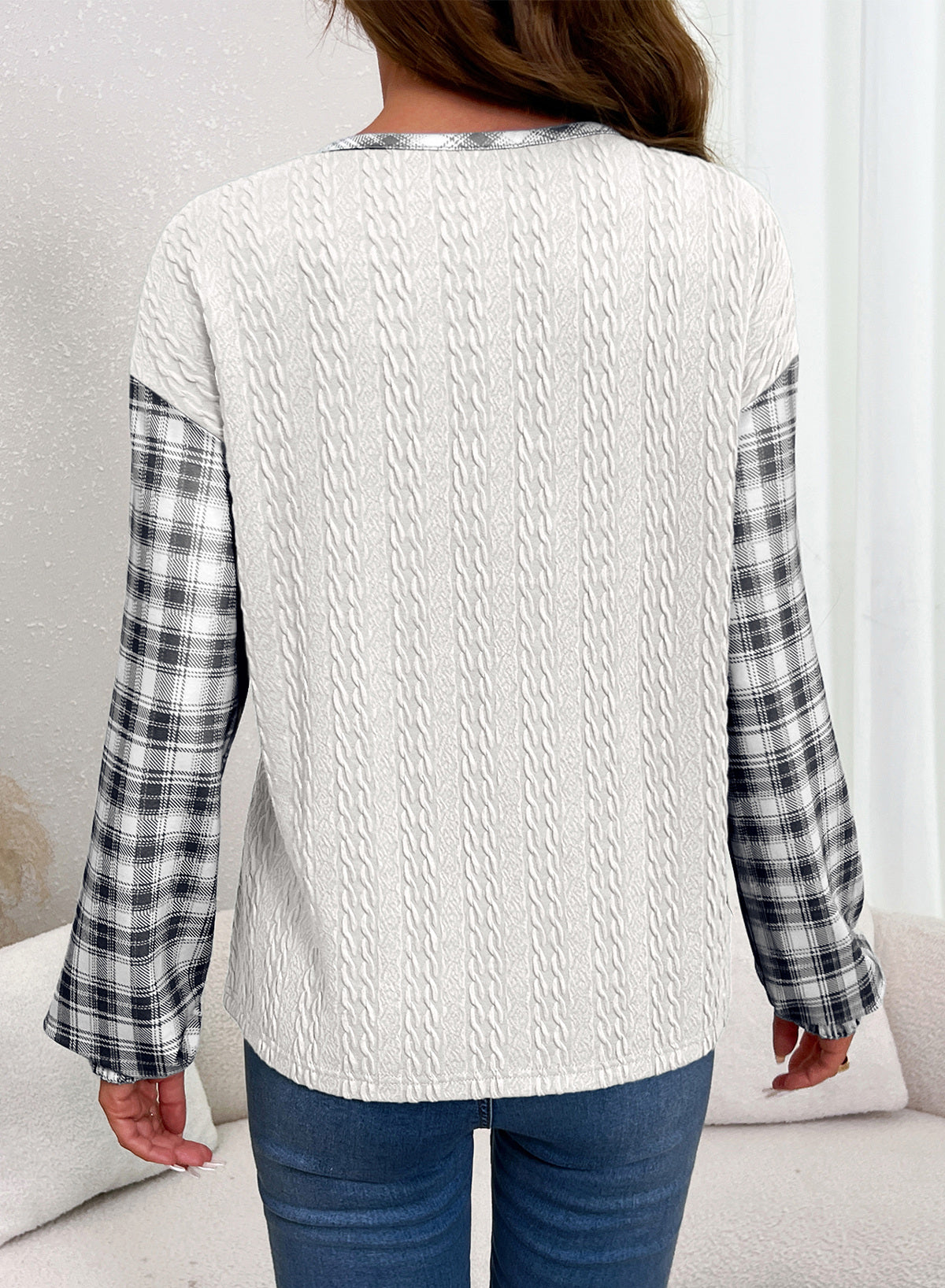 Dokotoo Long Sleeve Button Shirts for Women Trendy Loose Plaid Tunic Tops