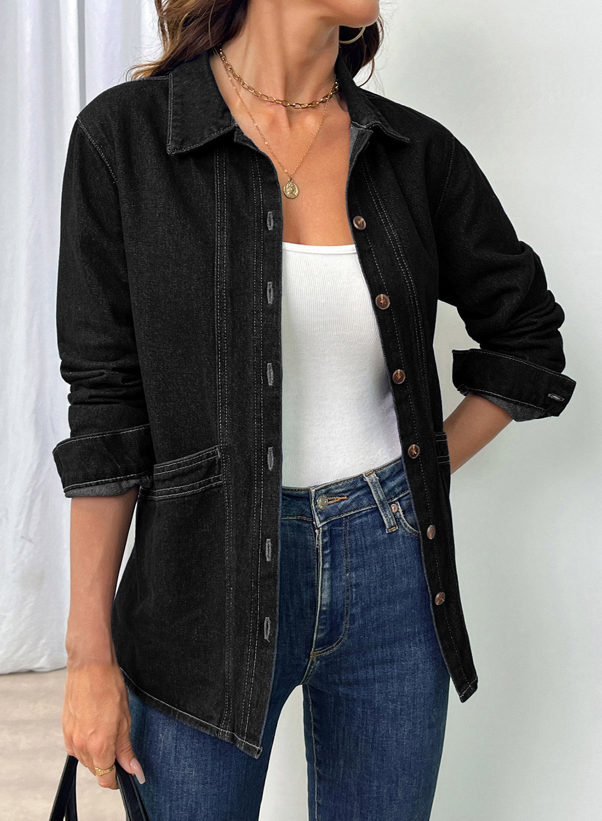 Dokotoo Womens Jean Jacket Denim Oversized Button Down Denim Jackets Coat