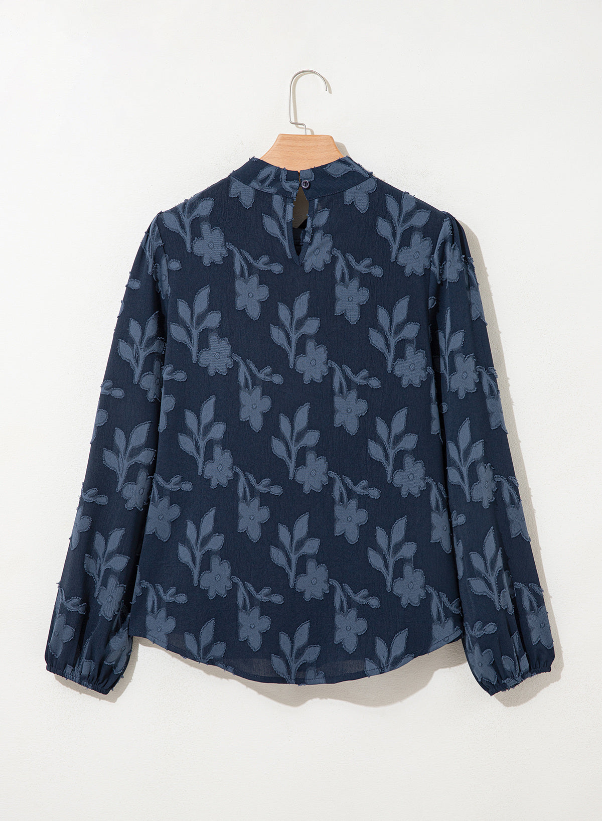 Dokotoo Womens Tops Mock Neck Pleated Floral Burnout Long Sleeve Shirts