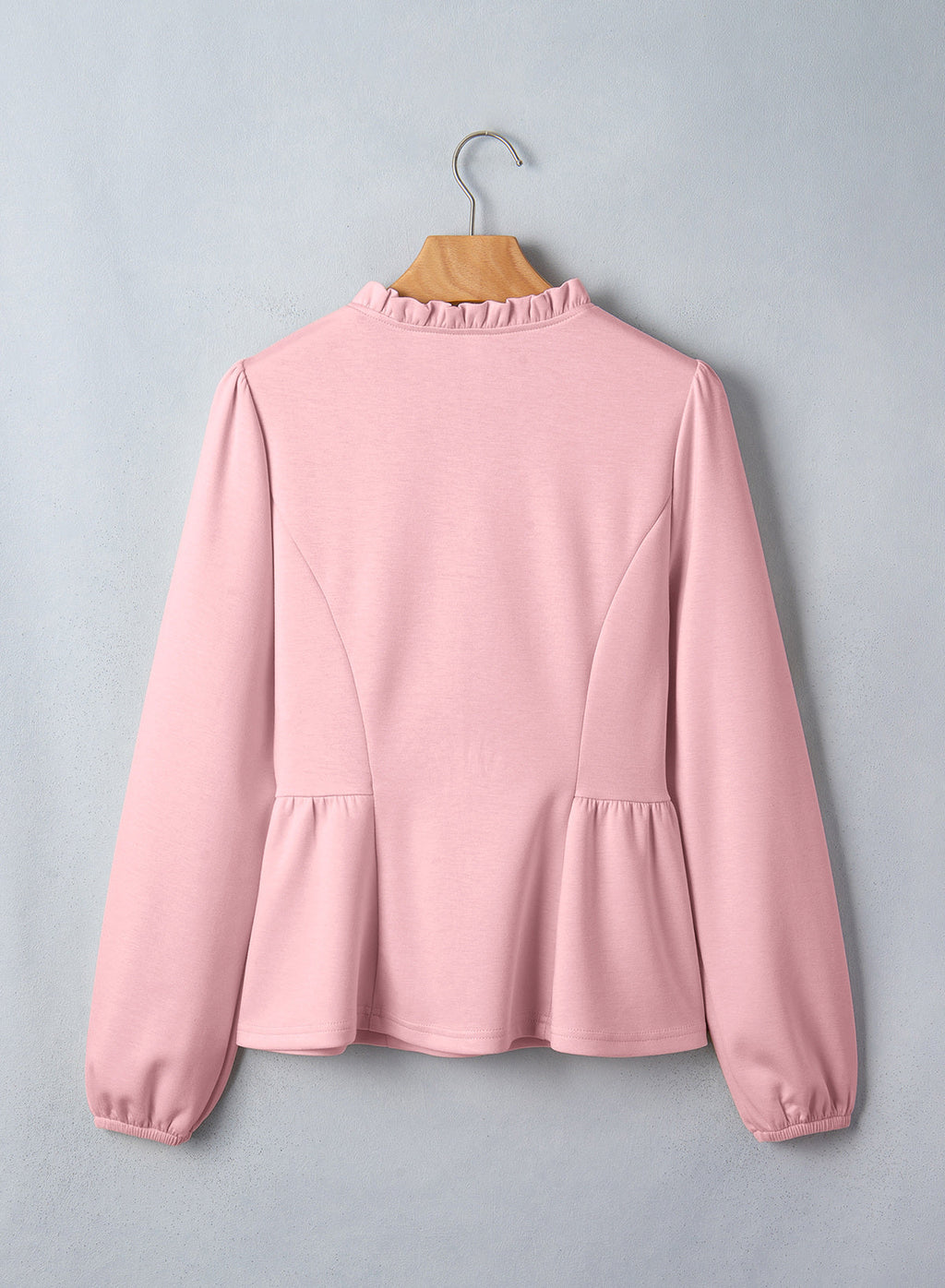 Womens Tops Ruffle Trim V Neck Peplum Babydoll Long Sleeve Shirts
