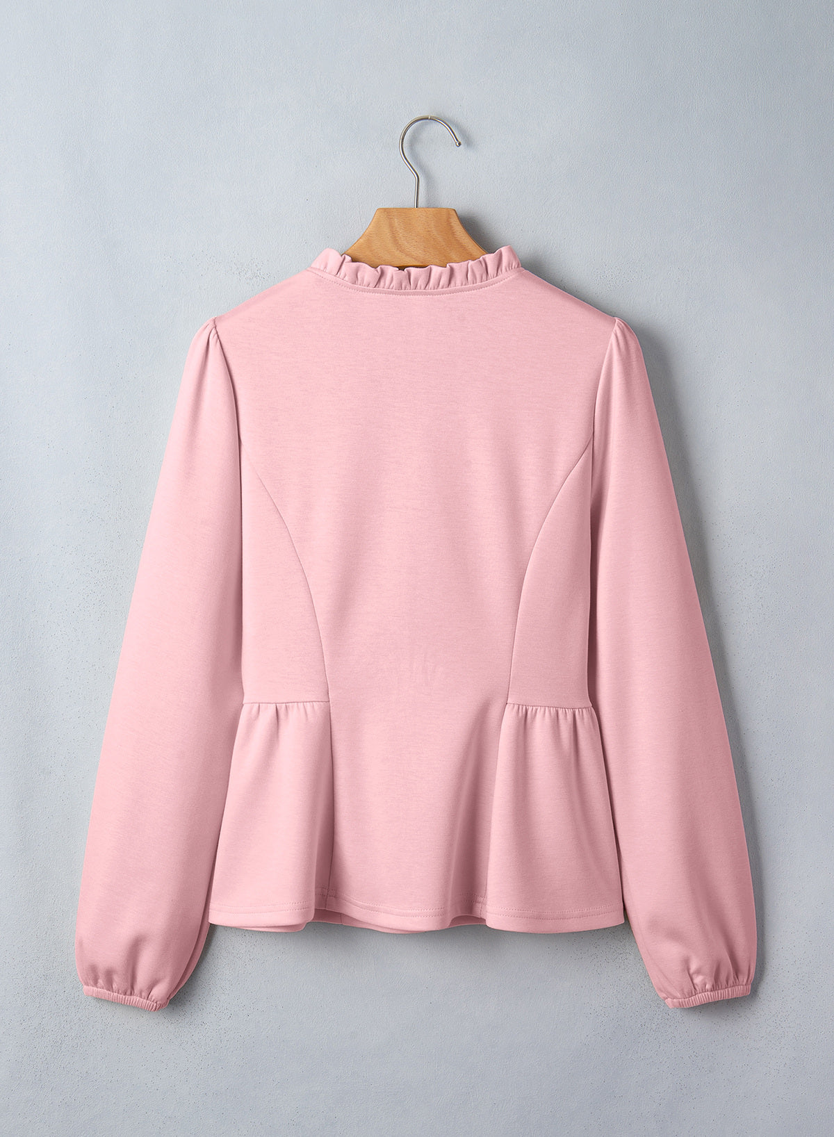 Womens Tops Ruffle Trim V Neck Peplum Babydoll Long Sleeve Shirts