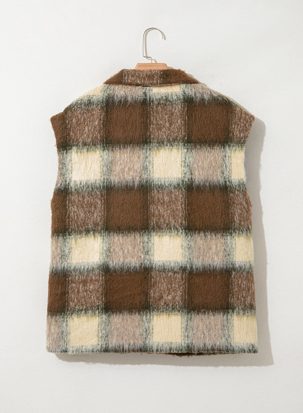 Dokotoo Oversized Plaid Vest Tops for Women Fleece Cap Sleeve Coats