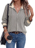 Dokotoo Women's 3/4 Sleeve Tops Striped Half Zip 2026 Fall Shirts Blouses