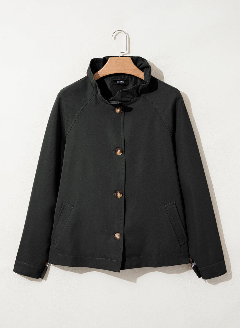 Dokotoo Womens Trench Coat Lightweight Single Breasted Jacket Outerwear