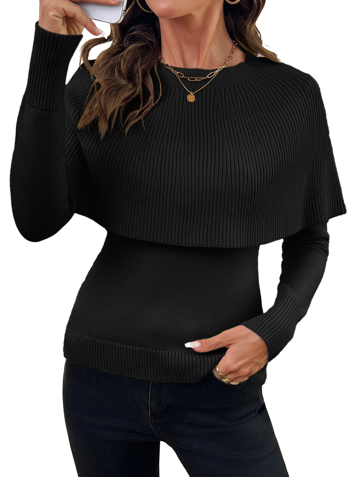 Dokotoo Poncho Sweaters for Women Lightweight Pullover Soft Knit Cape Tops