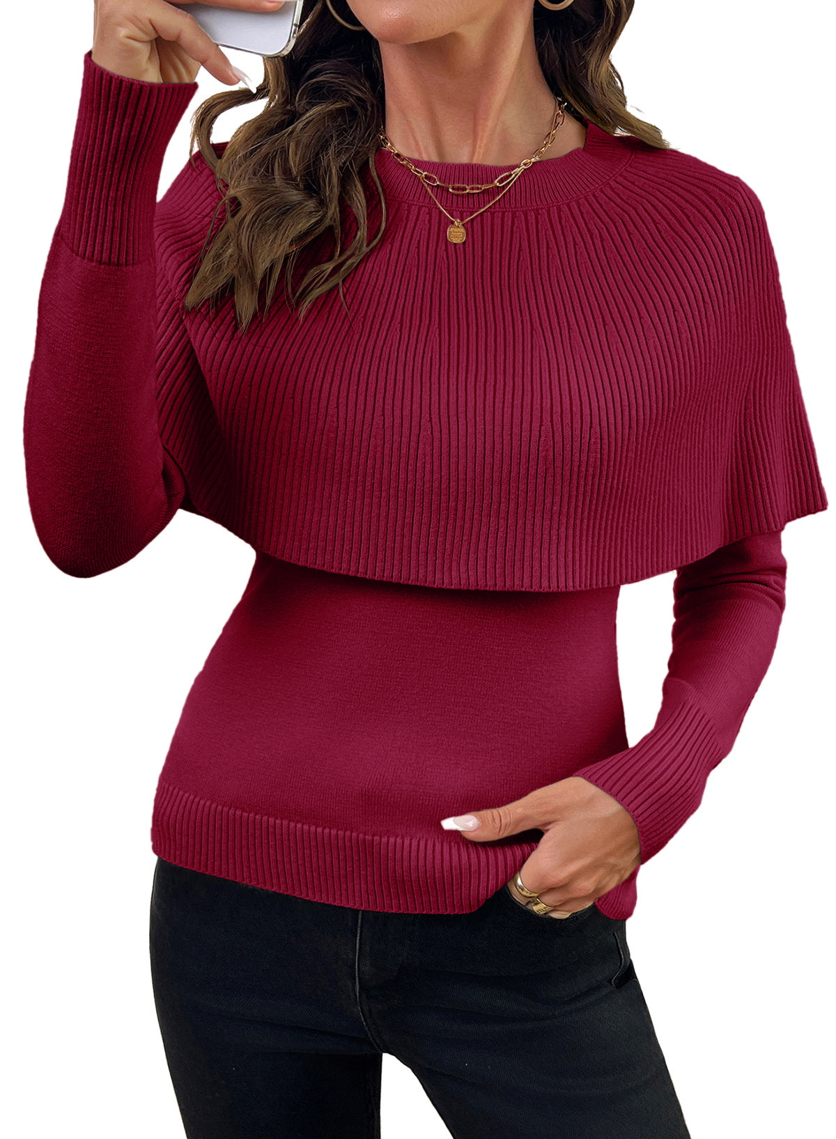 Dokotoo Poncho Sweaters for Women Lightweight Pullover Soft Knit Cape Tops