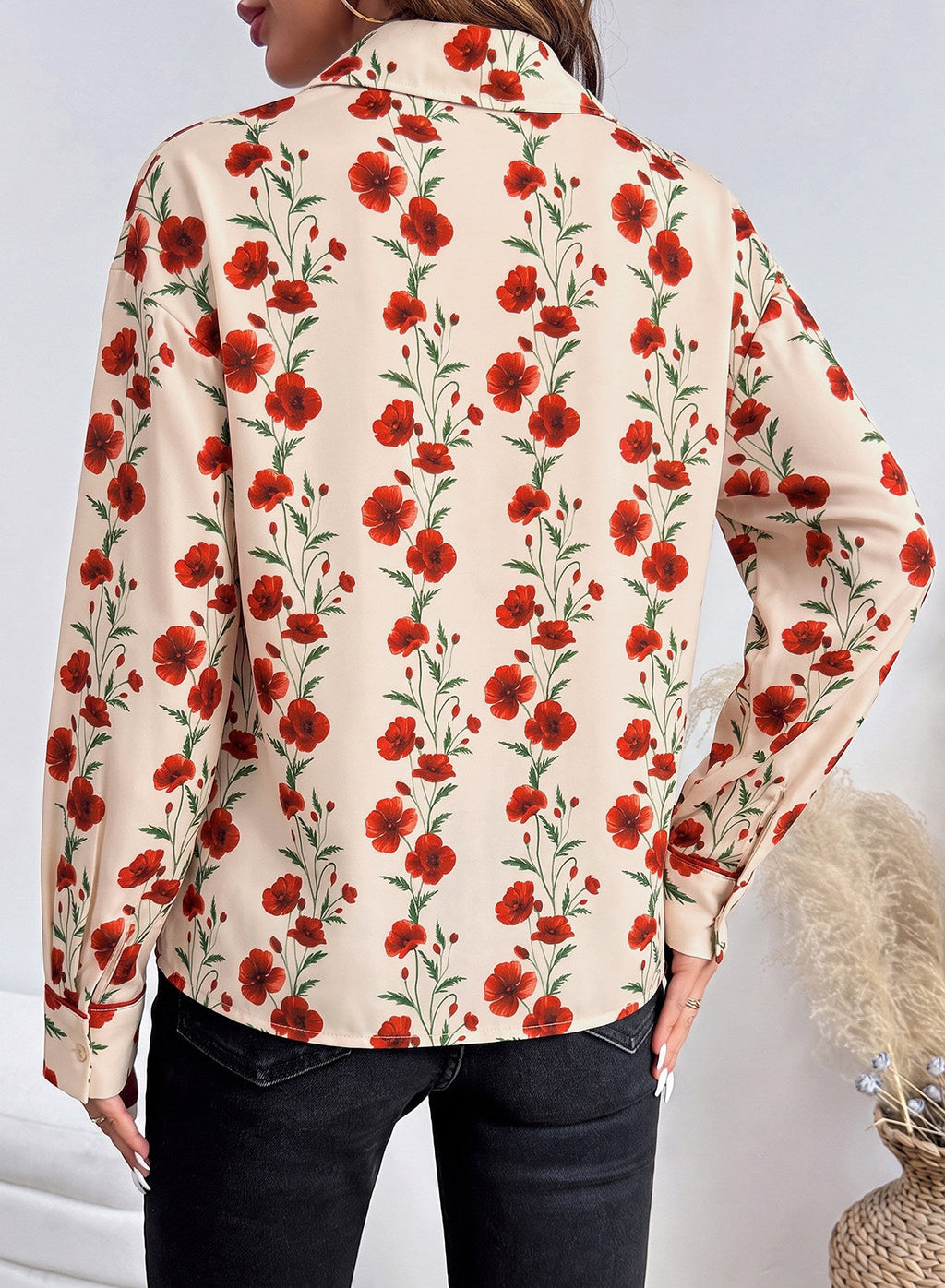Womens Tops Polka Dot Long Sleeve Button Down Blouses