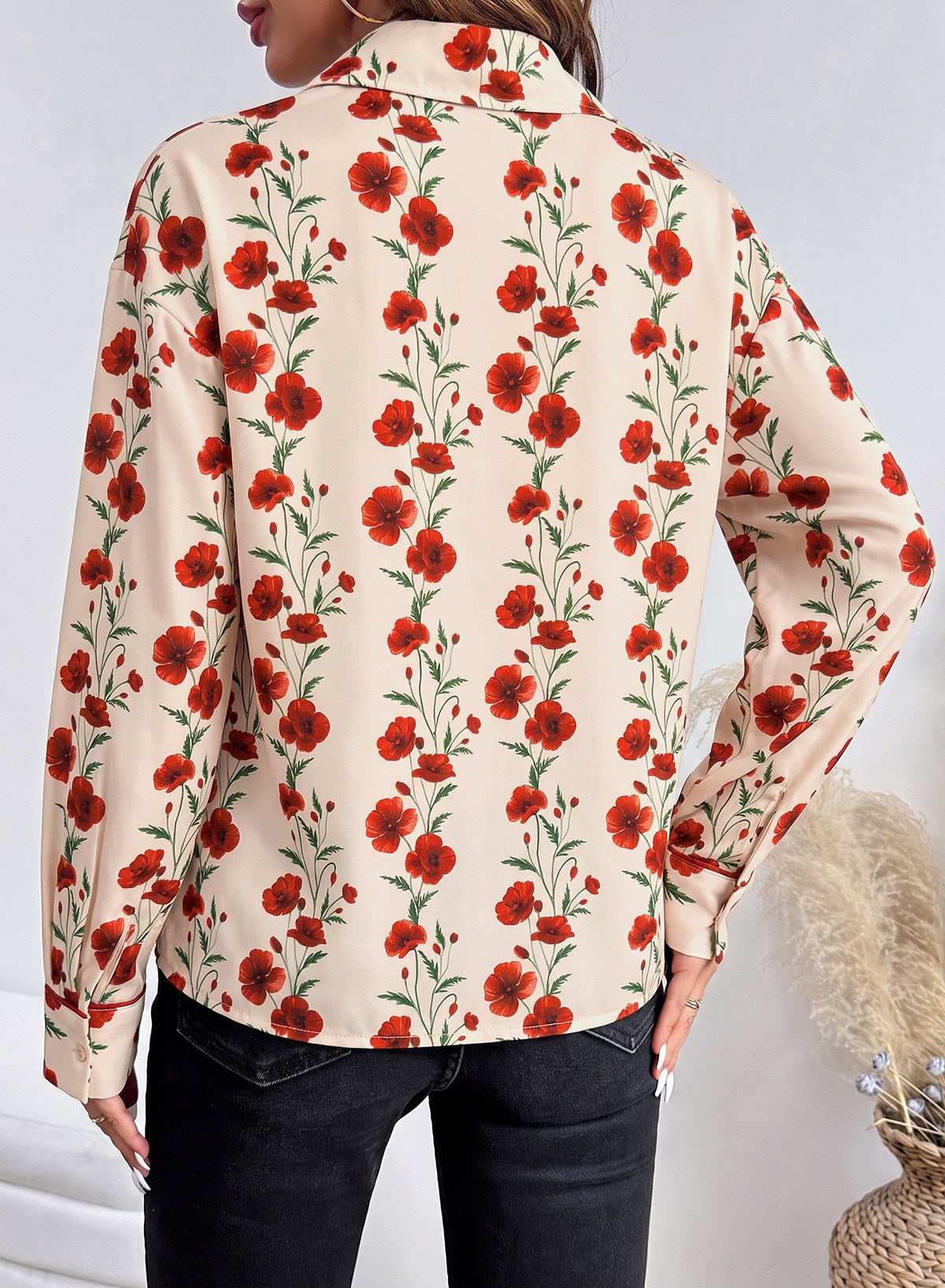 Womens Tops Polka Dot Long Sleeve Button Down Blouses