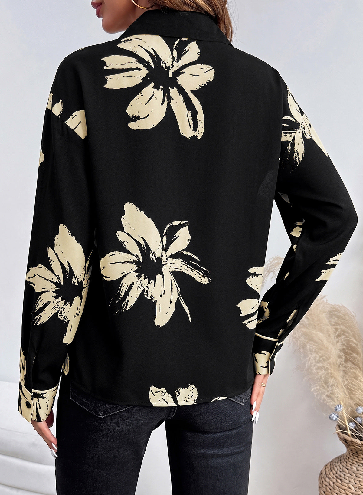 Womens Tops Polka Dot Long Sleeve Button Down Blouses