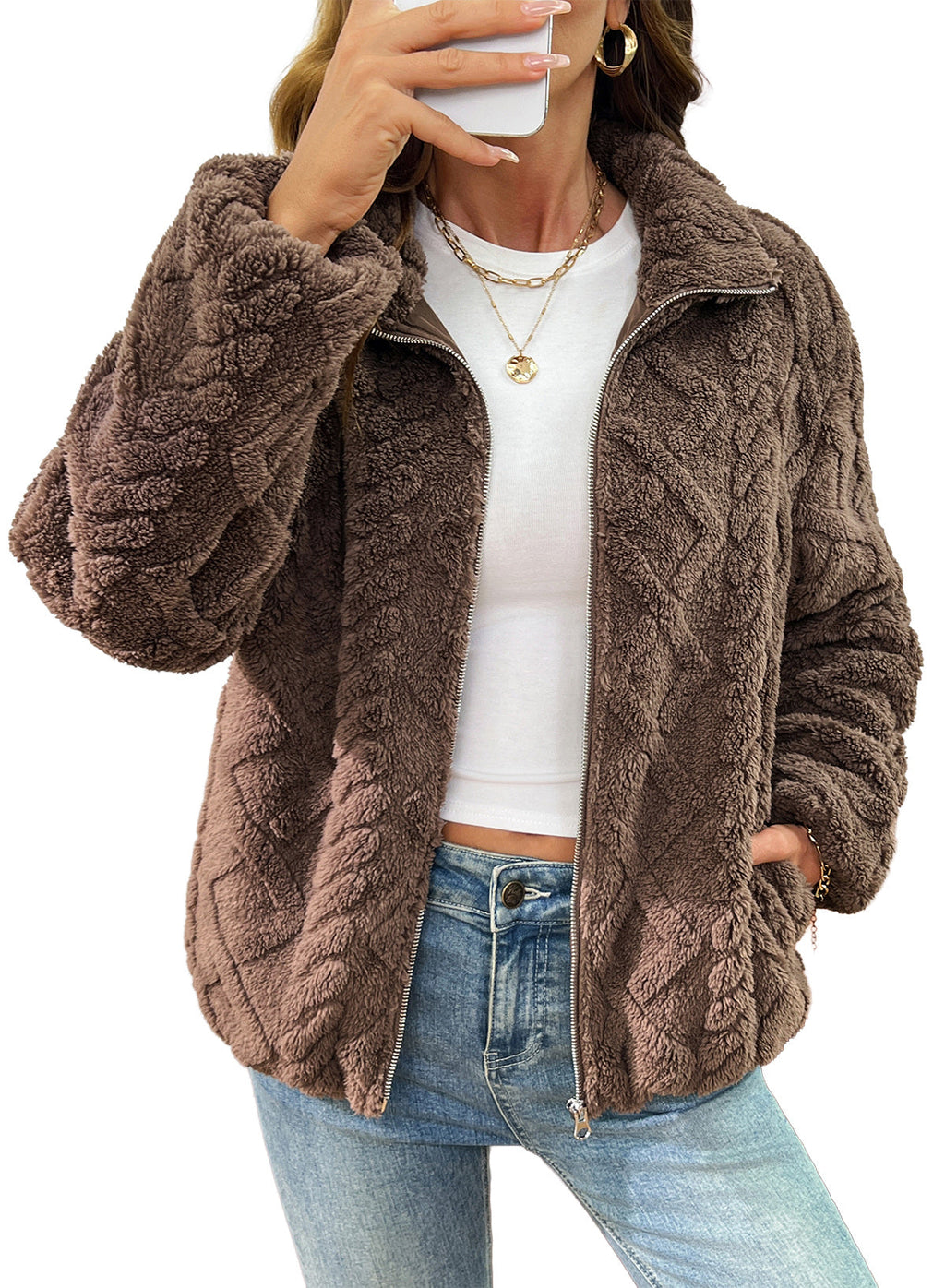 Dokotoo Women's Full Zip Fleece Winter Jacket 2026 Fall Warm Outerwear Coat