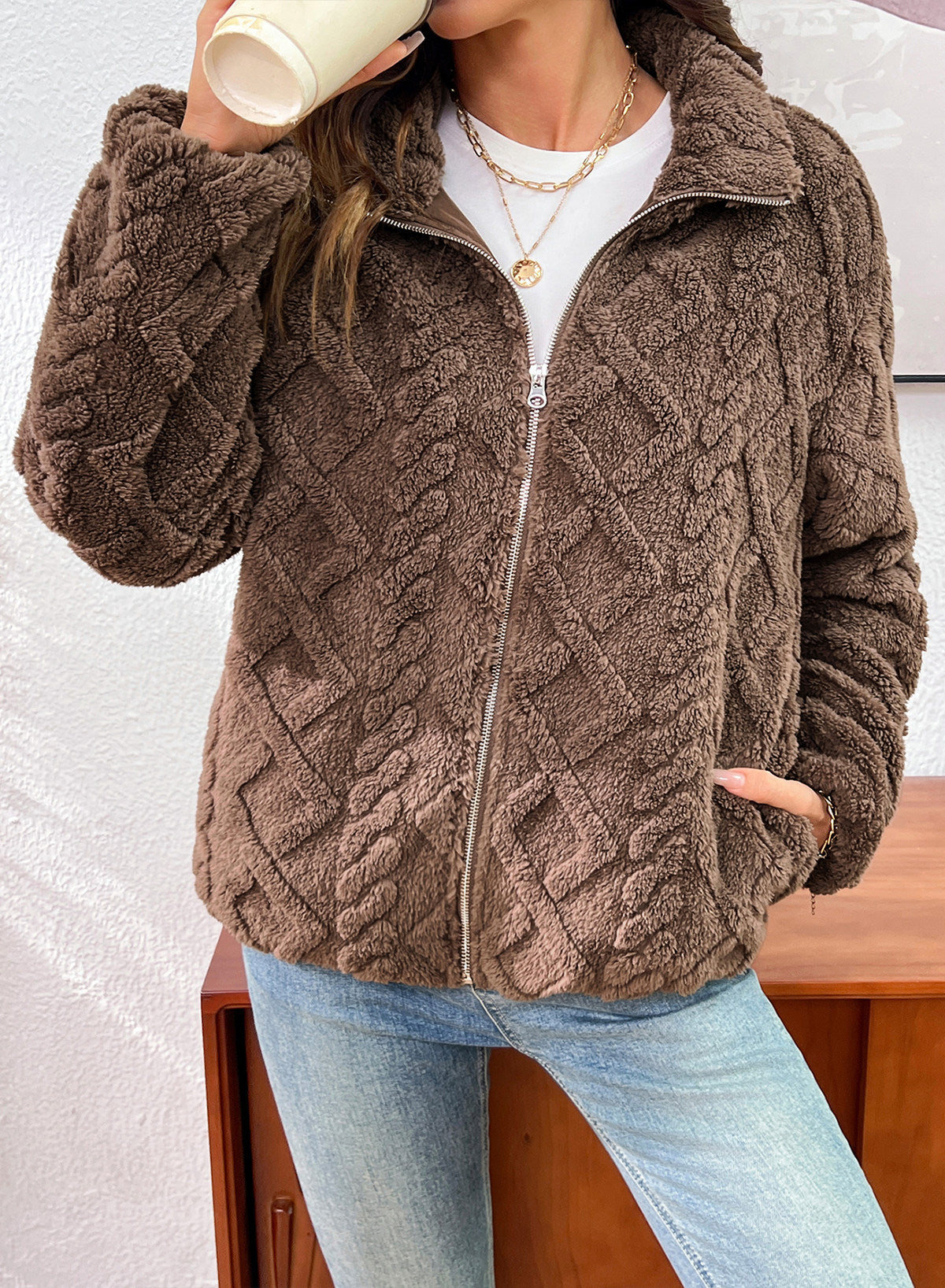 Dokotoo Women's Full Zip Fleece Winter Jacket 2026 Fall Warm Outerwear Coat