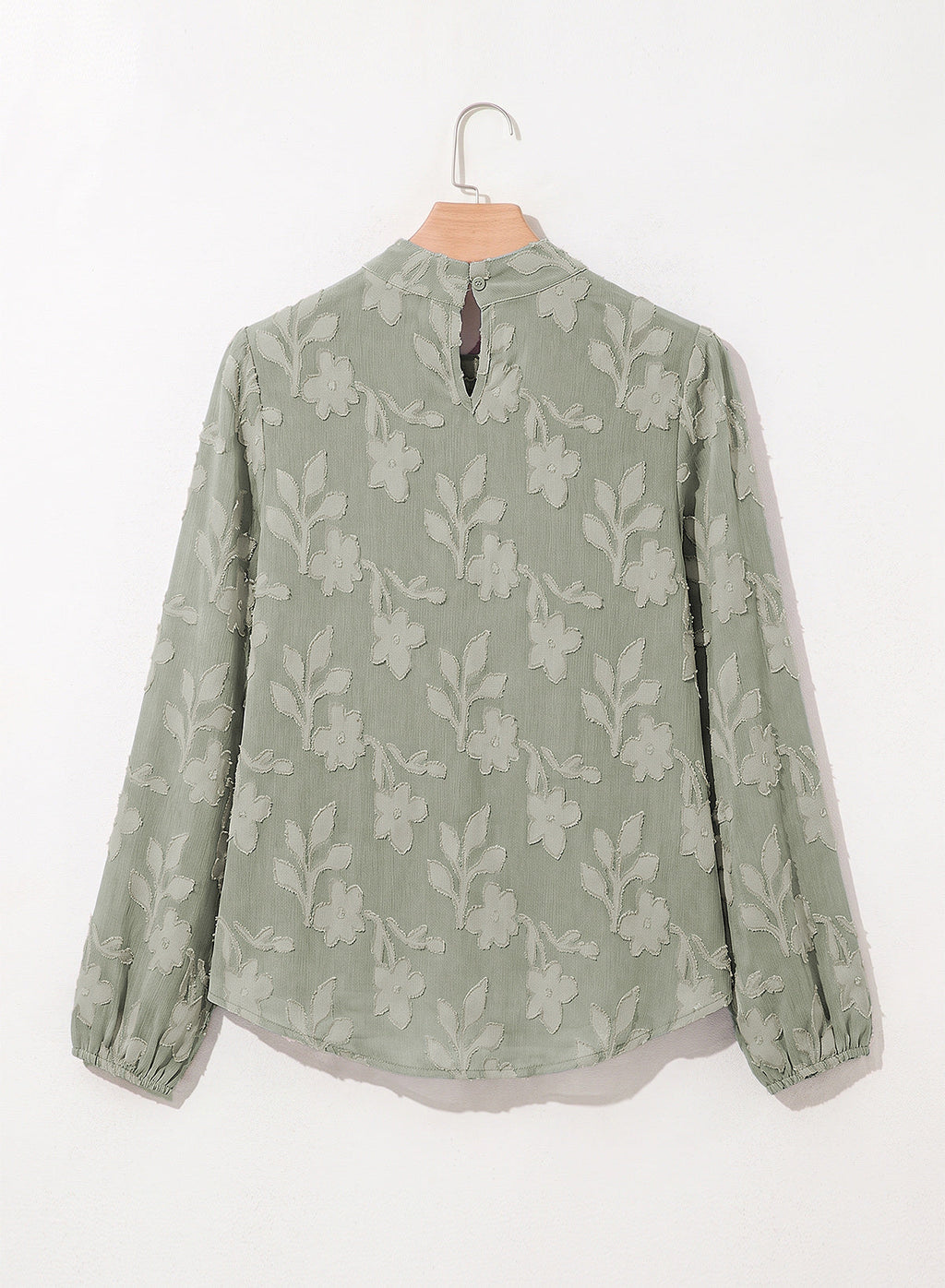Dokotoo Womens Tops Mock Neck Pleated Floral Burnout Long Sleeve Shirts
