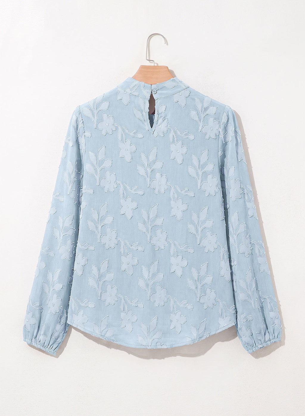 Dokotoo Womens Tops Mock Neck Pleated Floral Burnout Long Sleeve Shirts