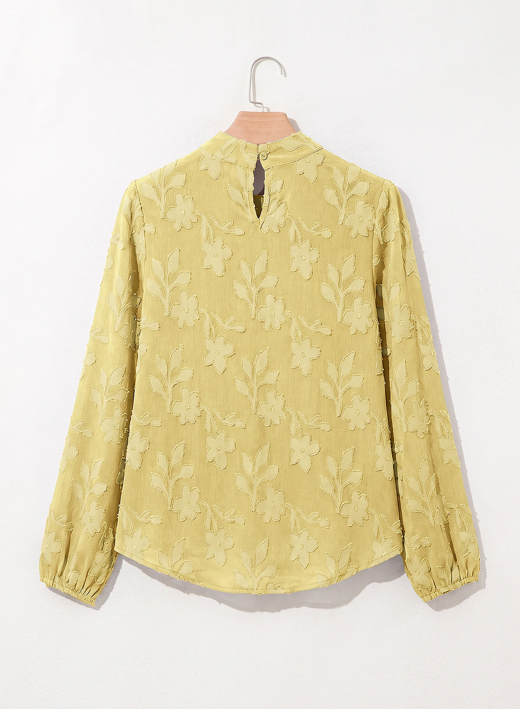 Dokotoo Womens Tops Mock Neck Pleated Floral Burnout Long Sleeve Shirts