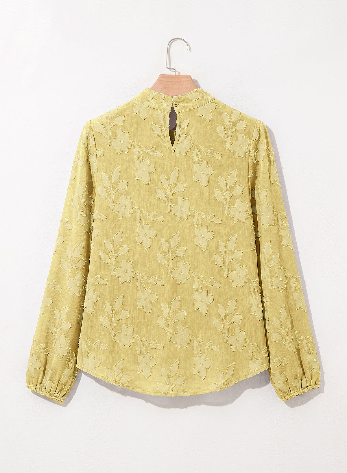 Dokotoo Womens Tops Mock Neck Pleated Floral Burnout Long Sleeve Shirts