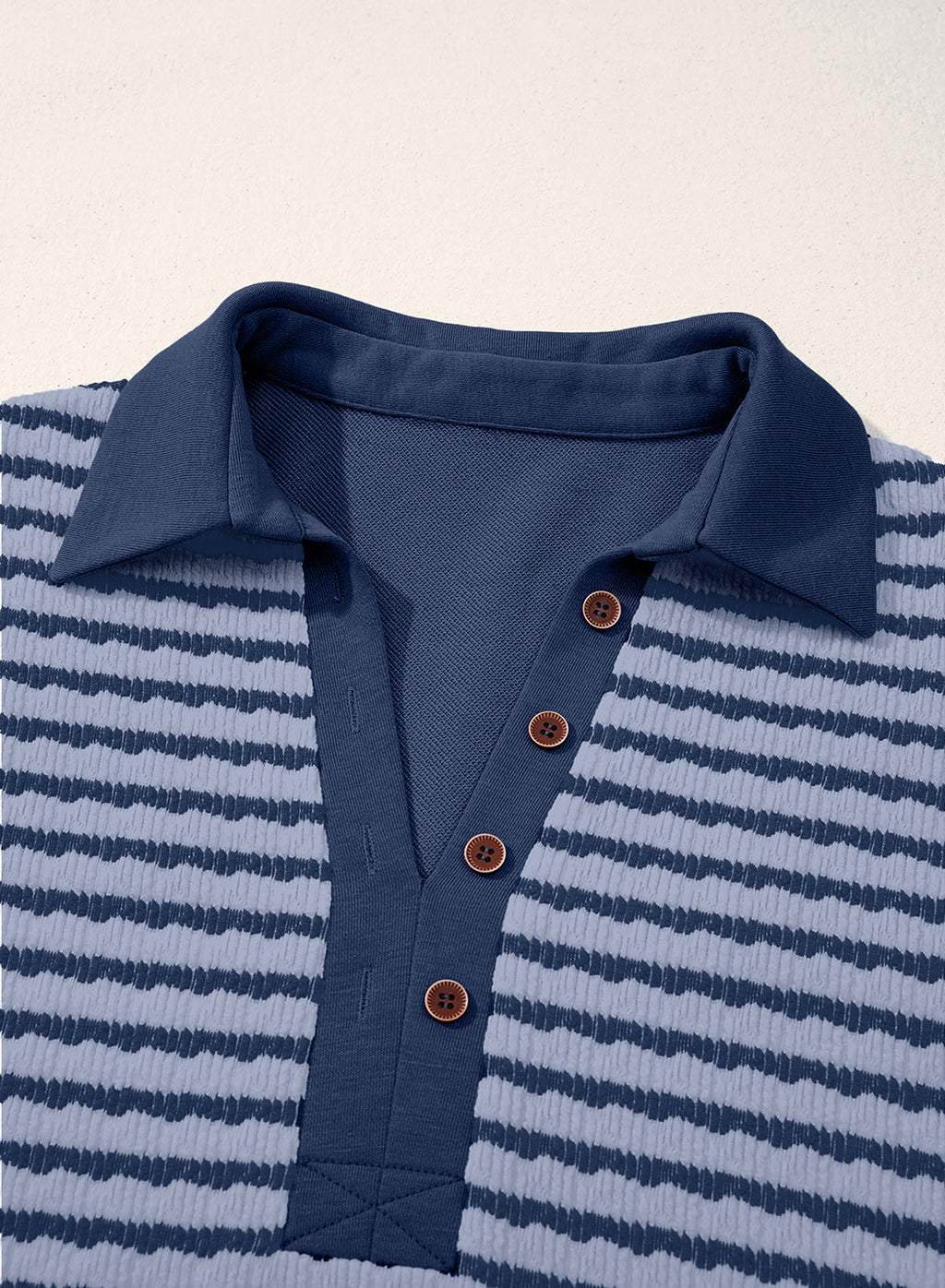 Dokotoo Oversized Henley Neck Sweatshirt for Women Striped Pullover Tops