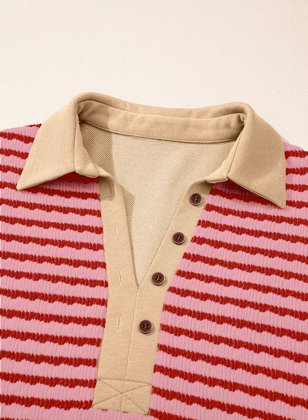 Dokotoo Oversized Henley Neck Sweatshirt for Women Striped Pullover Tops