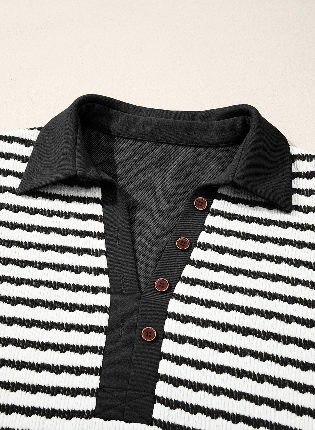 Dokotoo Oversized Henley Neck Sweatshirt for Women Striped Pullover Tops