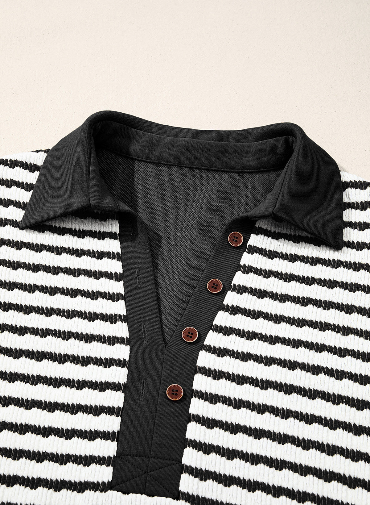 Dokotoo Oversized Henley Neck Sweatshirt for Women Striped Pullover Tops