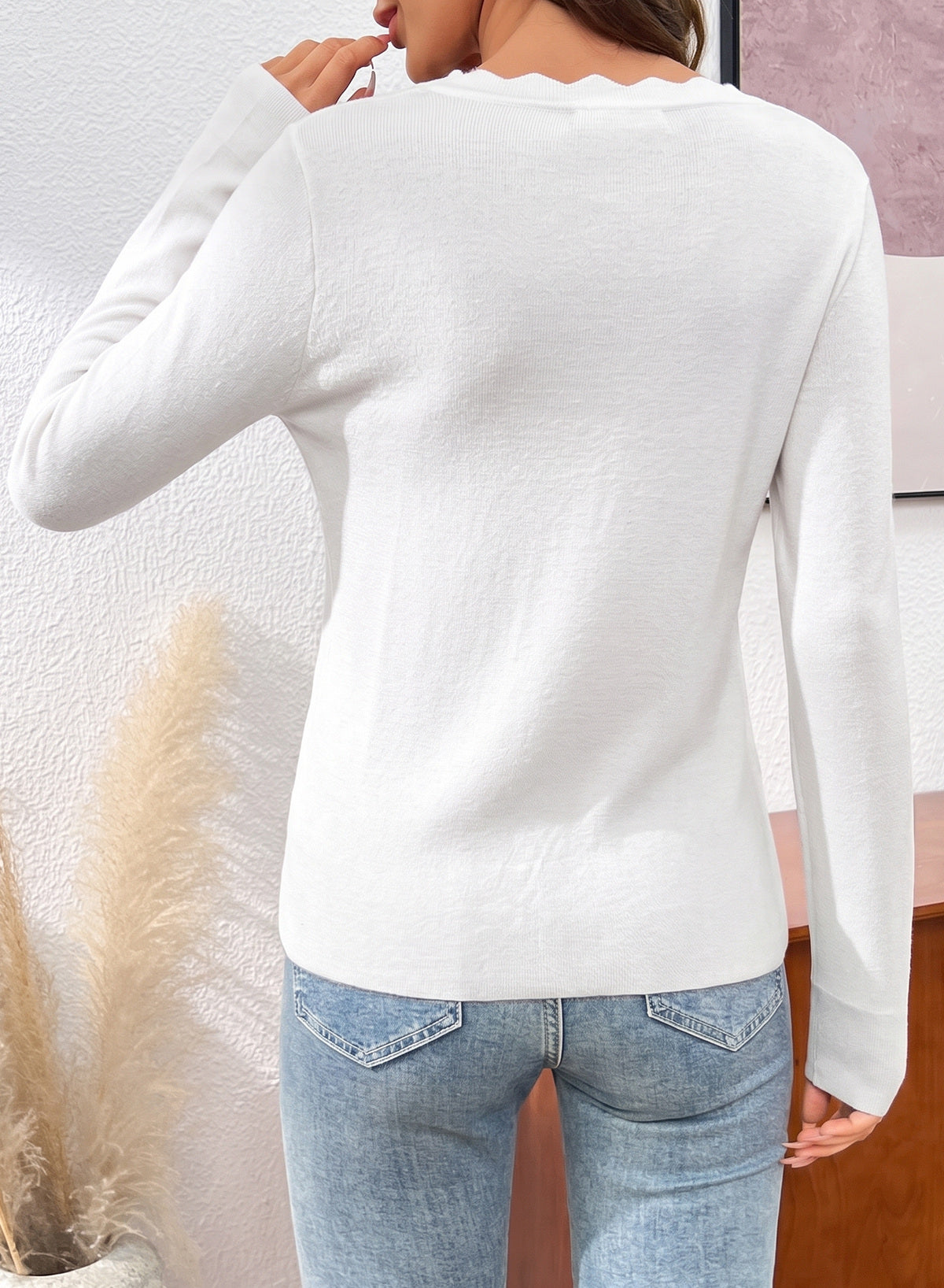 Dokotoo Womens Square Neck Long Sleeve Wool Blend Pullover Sweater