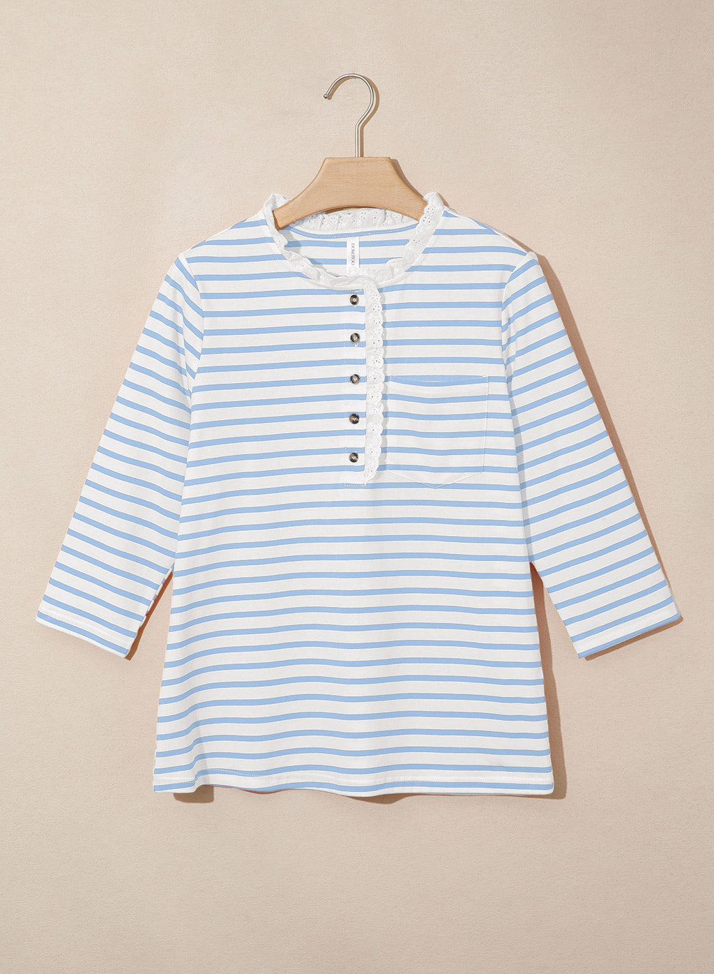 Womens Tops 3/4 Length Sleeve V Neck Loose Casual T Shirts