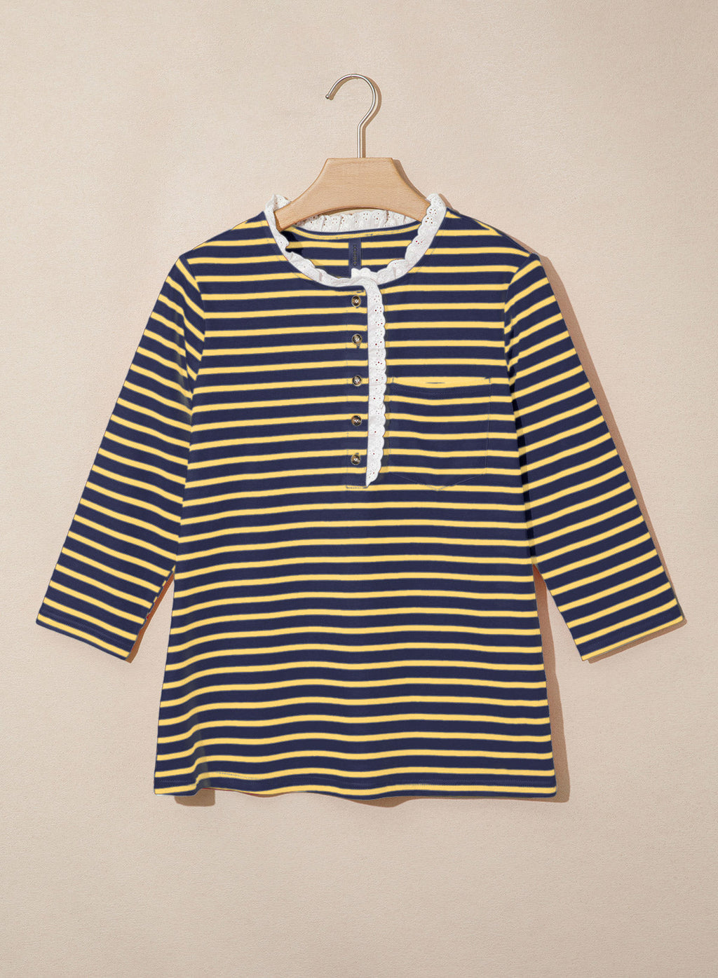 Womens Tops 3/4 Length Sleeve V Neck Loose Casual T Shirts