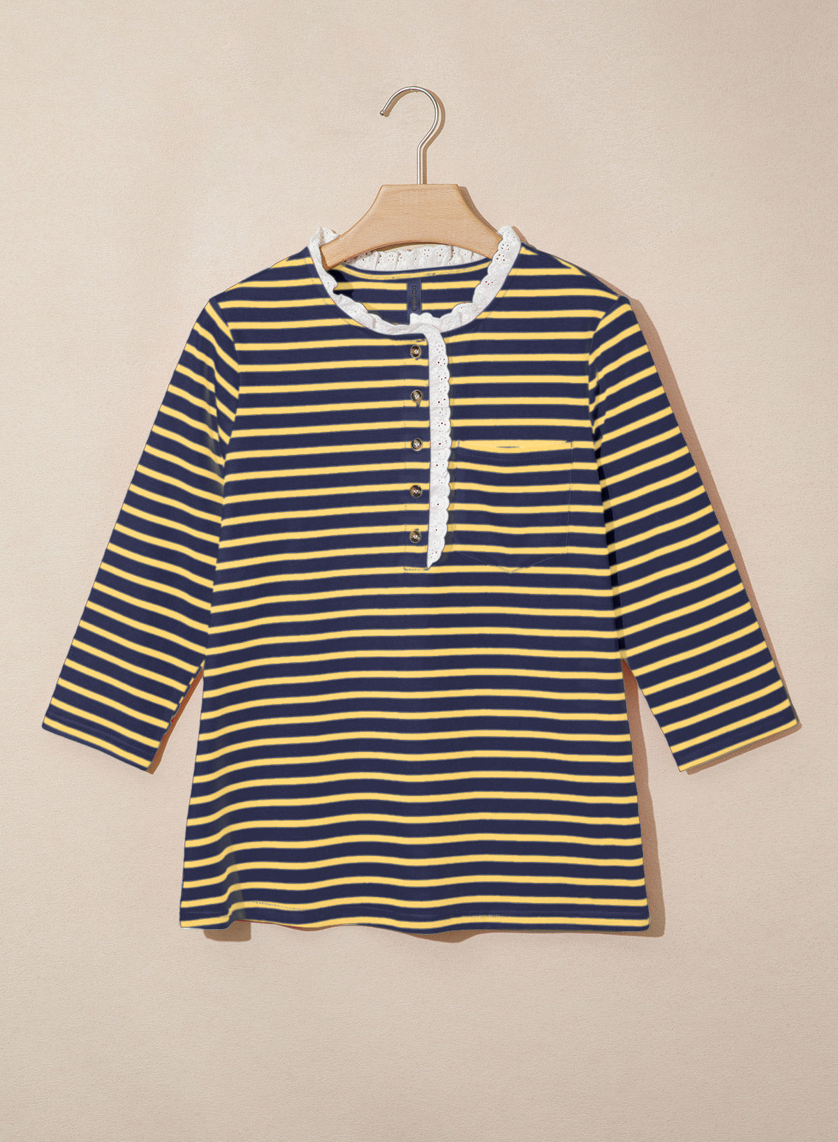 Womens Tops 3/4 Length Sleeve V Neck Loose Casual T Shirts