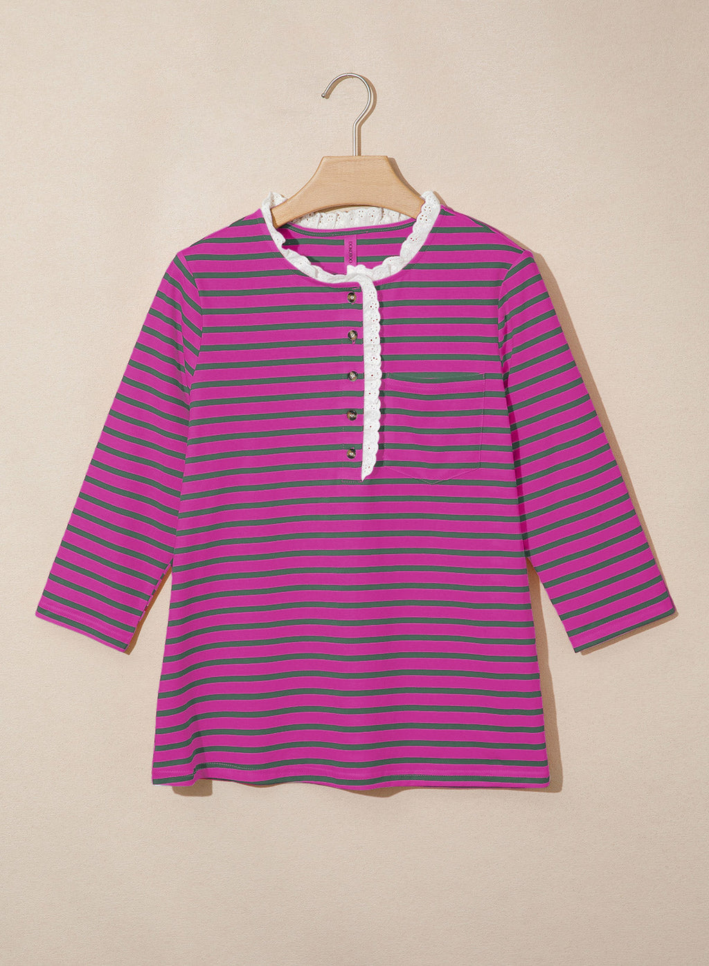 Womens Tops 3/4 Length Sleeve V Neck Loose Casual T Shirts