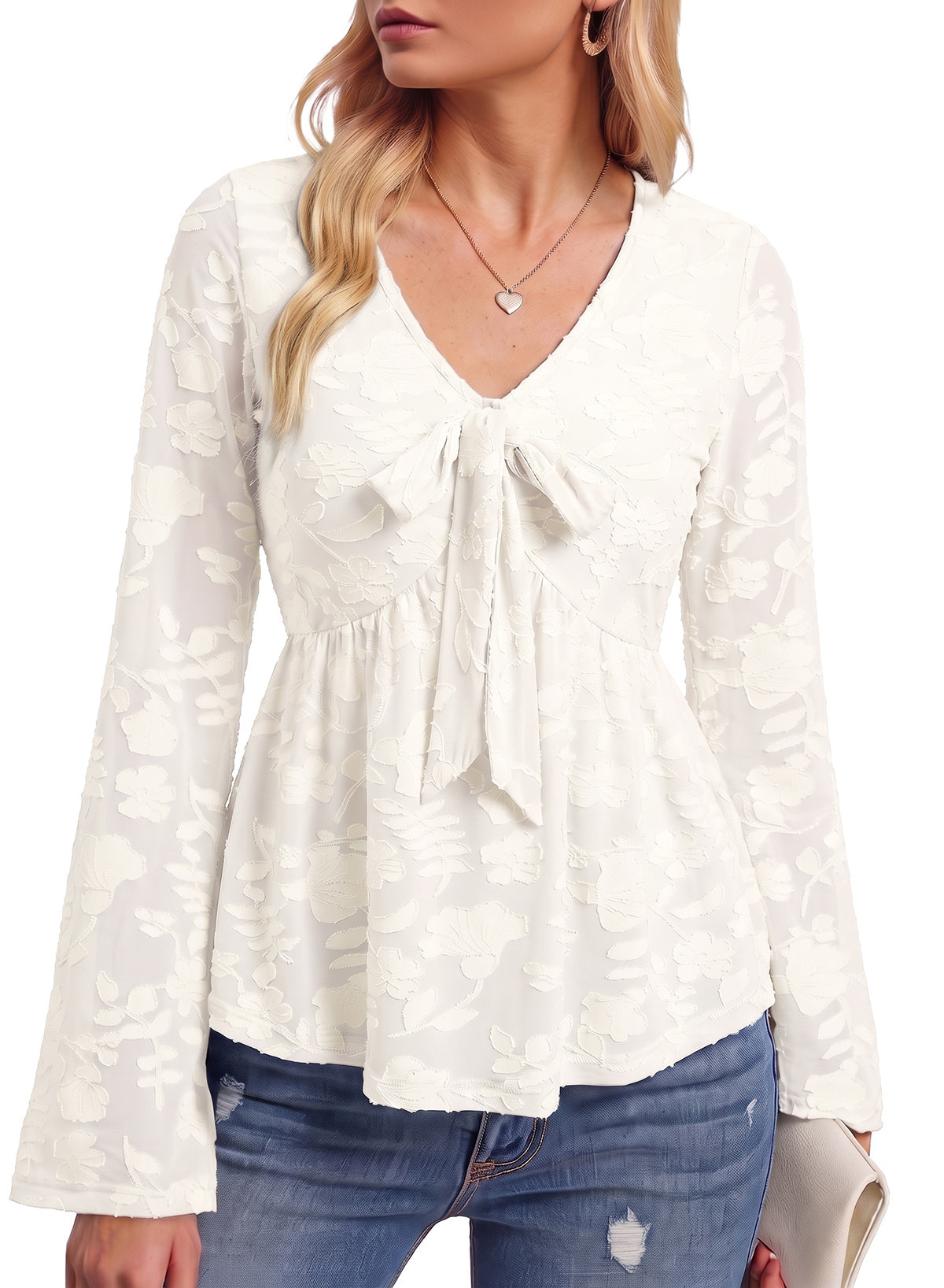 Dokotoo Cute Long Bell Sleeve Peplum Babydoll Tops Going Out Outfits