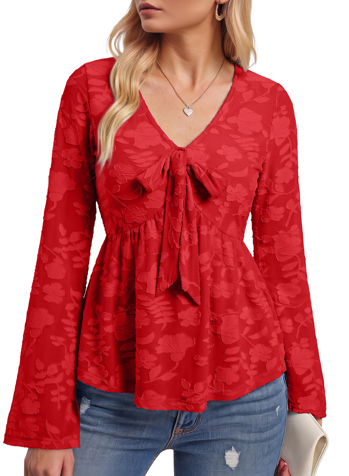 Dokotoo Cute Long Bell Sleeve Peplum Babydoll Tops Going Out Outfits