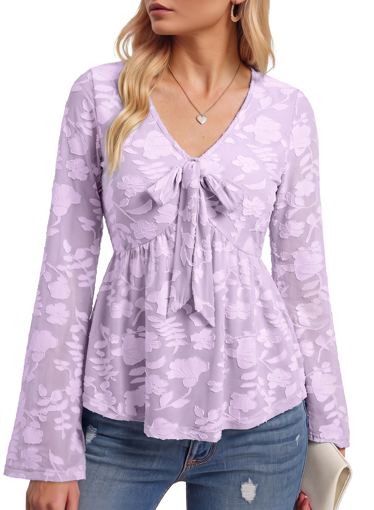 Dokotoo Cute Long Bell Sleeve Peplum Babydoll Tops Going Out Outfits